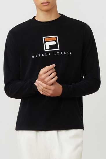 Fila Homme Nicolo Long Sleeve Crew Blk/Wht/Cred Fila France FZQ-960852